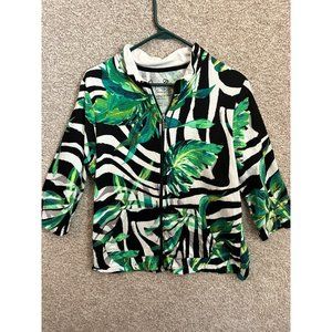 90s Onque Casuals Elements of Style Clothing Tropical Full Zip Sweater Jacket XL